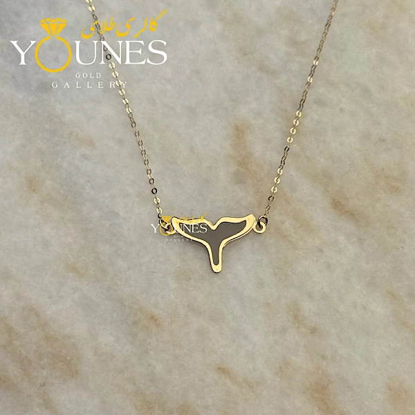 گردنبند میناکاری دم وال طوسی طلا